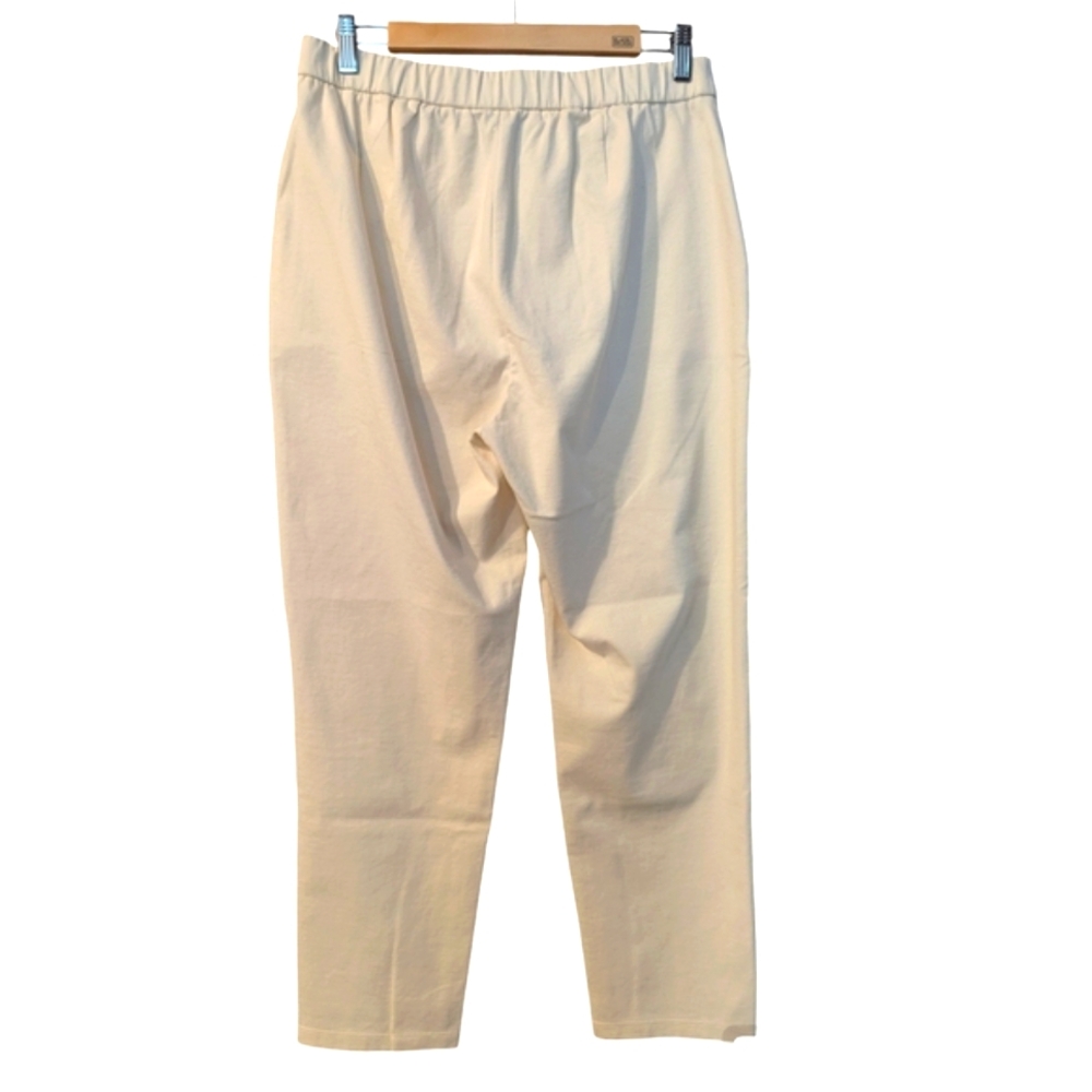 EILEEN FISHER Organic Cotton Blend Knit Pants Medium Cream - Picture 3 of 9